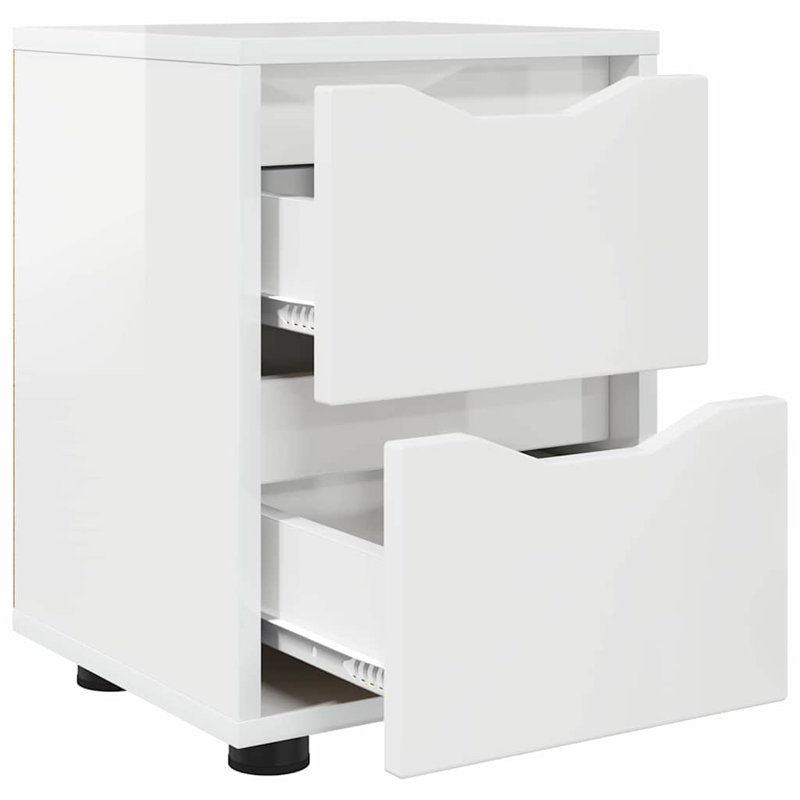 30.5cm W Manufactured Wood Bedside Table, High Gloss White