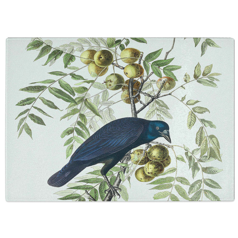Tempered Glass American Crow Chopping Board, 28.5 cm W x 20 cm L