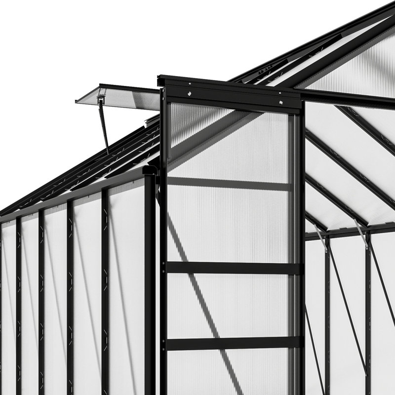 Balconera 8'W Polycarbonate Greenhouse, 145" D, Black