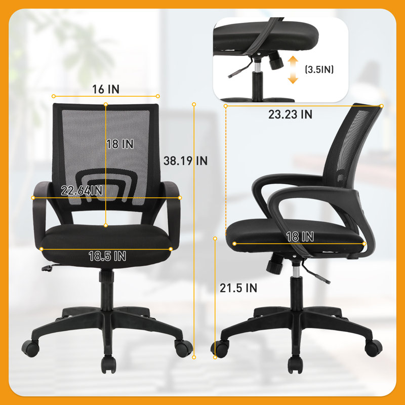 Chaise de travail ergonomique Ashtabula
