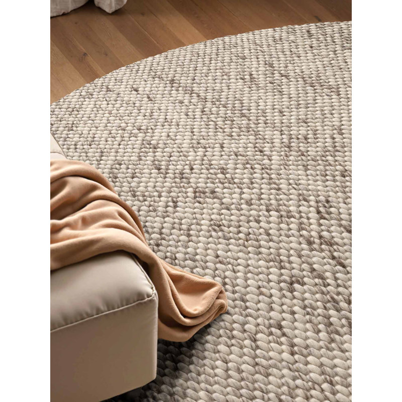 Lyon Wool Hand Woven Area Rug, Brown, Round 160 cm