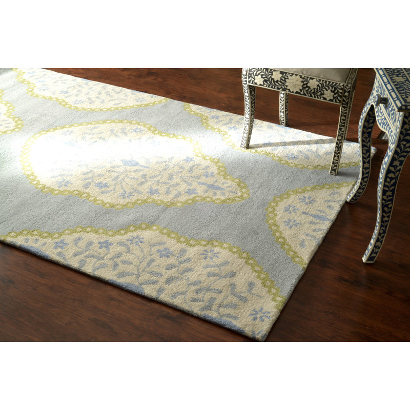Tapis bleu bébé en laine touffeté à la main Apasra, Rectangle 7'6" x 9'6"