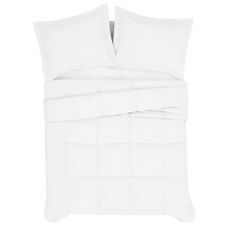 Truly Soft Garment Wash Solid Comforter Set, Twin Extra Long Comforter + 1 Standard Sham, White