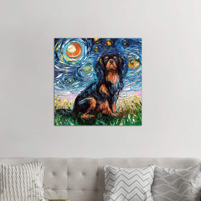 Cavalier King Charles Spaniel Night by Aja Trier - Wrapped Canvas Painting