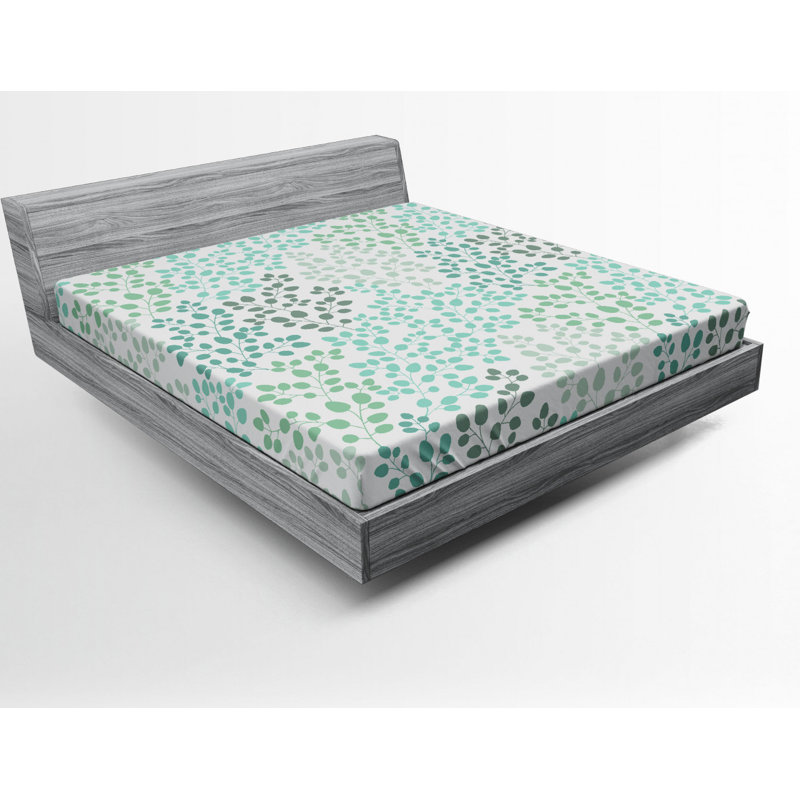 Microfiber Floral Fitted Sheet, Full Fitted Sheet, Green Leaf Floral