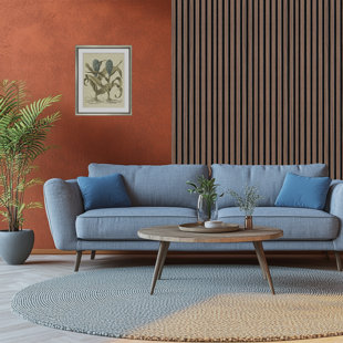 94.5" L x 11.5" W Wood Wall Panels for Interior Wall Decor Noise Reduction,Fluted Panels for Wall,3D Wood Wall Panels Use for Soundproof Wall Paneling,Brown (Set of 2)