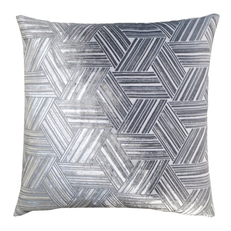 Entwined Square Velvet Pillow Cover & Insert, 18" x 18", Silver