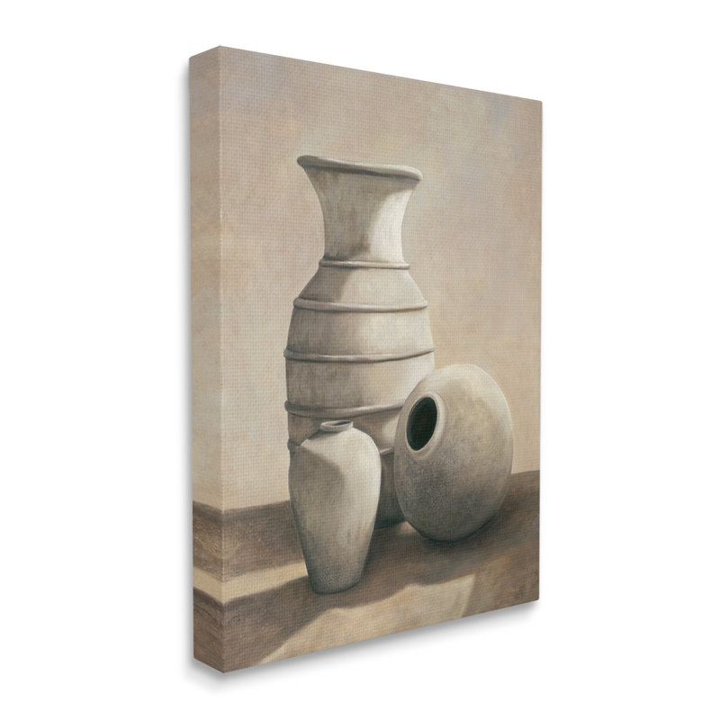 Vases en céramique sépia, Plaque murale, H 16 po x l 16 po x P 1,5 po