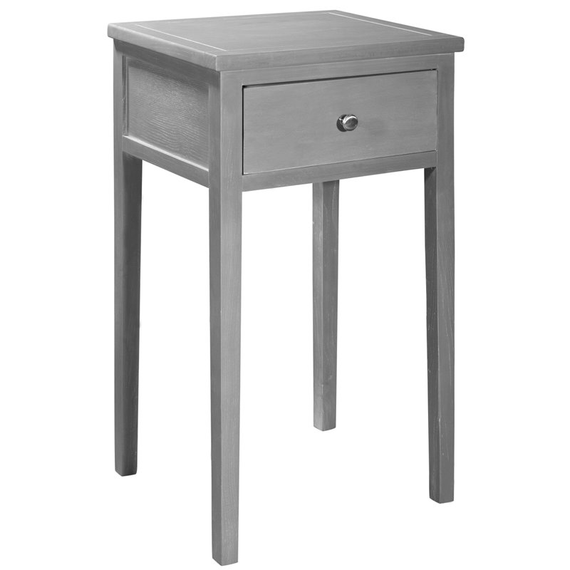 Table de bout en bois massif avec rangement Joanna, Gris français