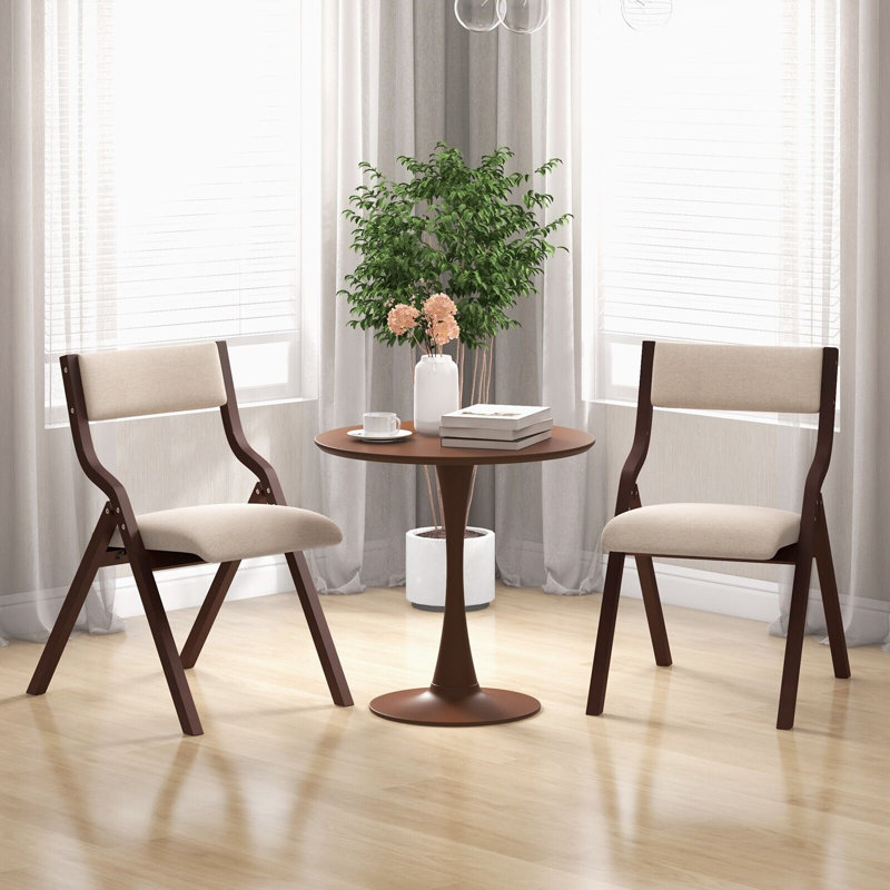Arieli 44cm H Upholstered Folding Side Chair, Beige, Brown