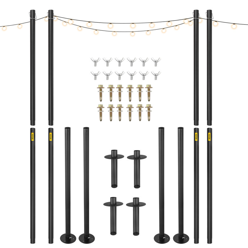 Ensemble de 4 lampadaires extérieurs en acier thermolaqué 10,6 pi. VEVOR