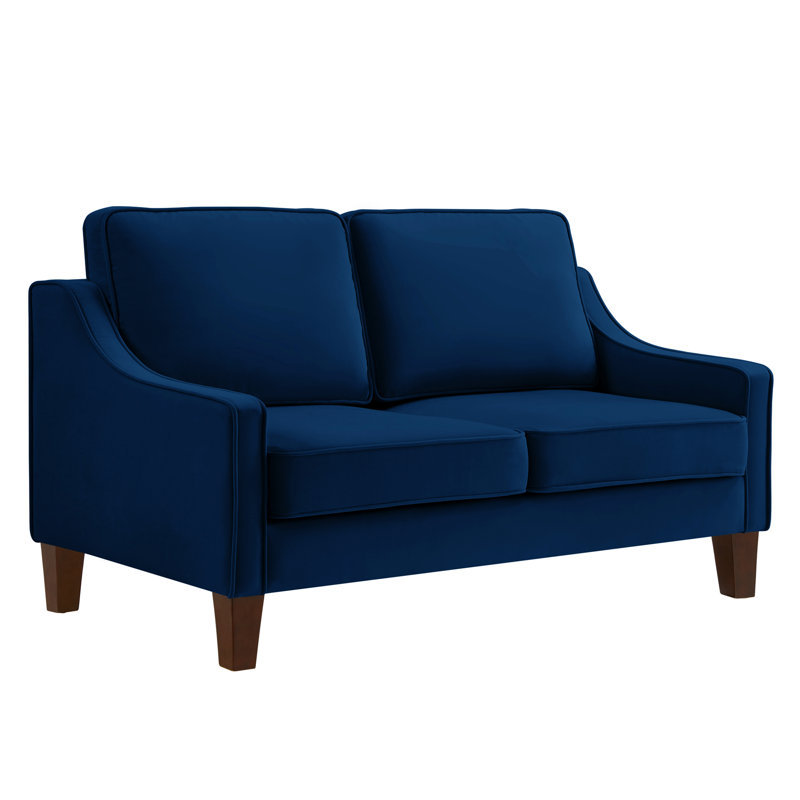 Velours rembourré pour chambre à coucher - Bleu marine élégant et confortable avec cadre en bois idéal pour la détente