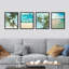 «Topical Teal Sky Palm Tree Beach Ocean Seaside», reproduction encadrée de 4 pièces-90605102-90605097