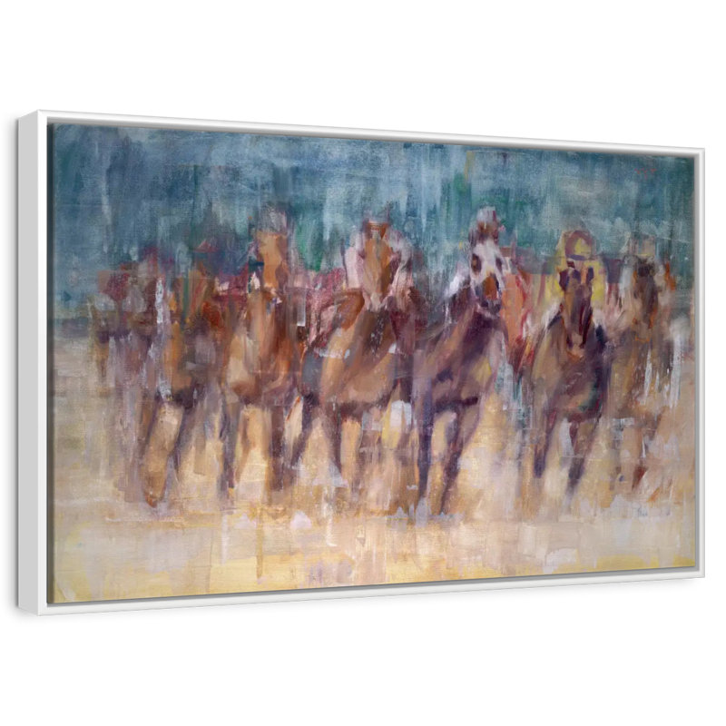 Final Sprint, Floating Frame White, 13" X 9"