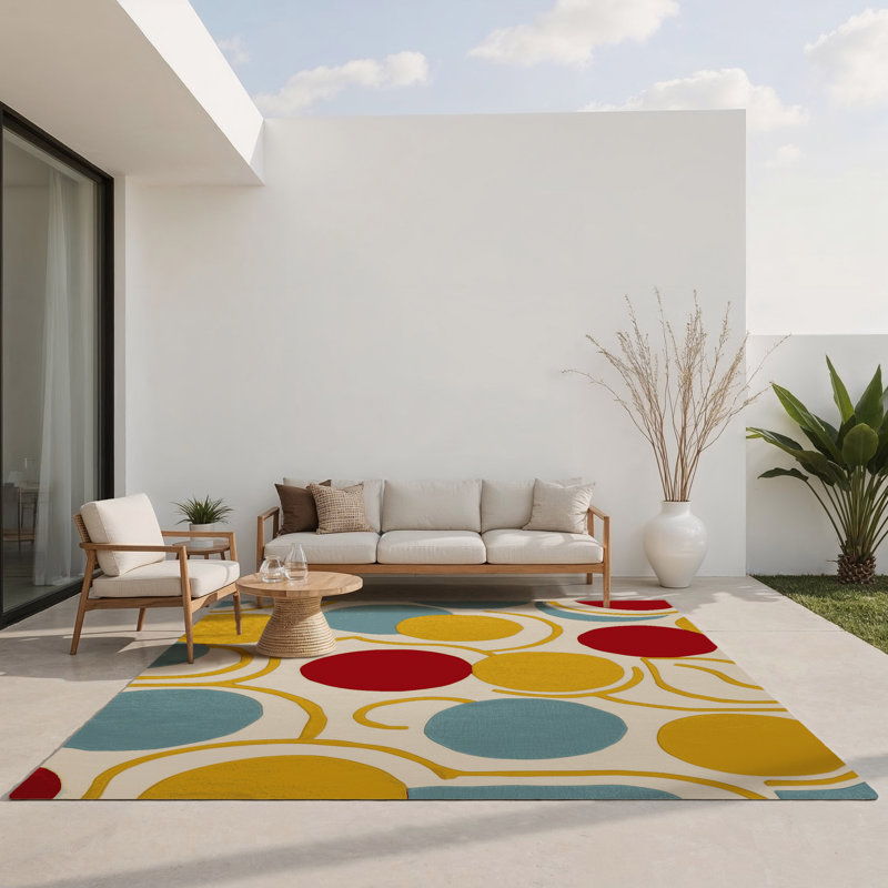 Jaunty Curve Indoor And Outdoor Area Rug, Rectangle 5' x 7'