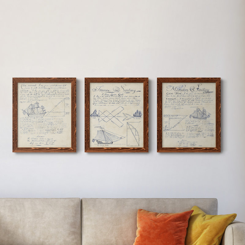 Antique Chair Blueprint I - ensemble de 2 impressions encadrées sur toile, H 20 po x l 51 po x P 1,5 po
