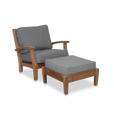 Newport Teak Patio Chair and Cushions with Ottoman -  Joss & Main, D15662138CA1453C96A4F7FA0A56B9CE