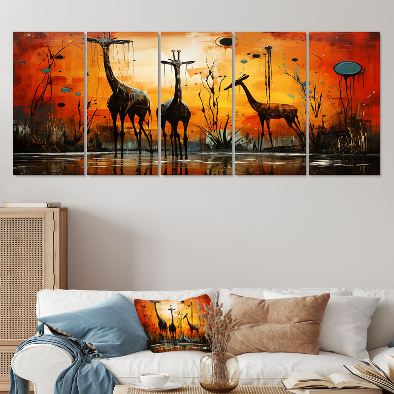 Décoration murale 5 pièces Culleen - Girafe, H 28 po x l 60 po