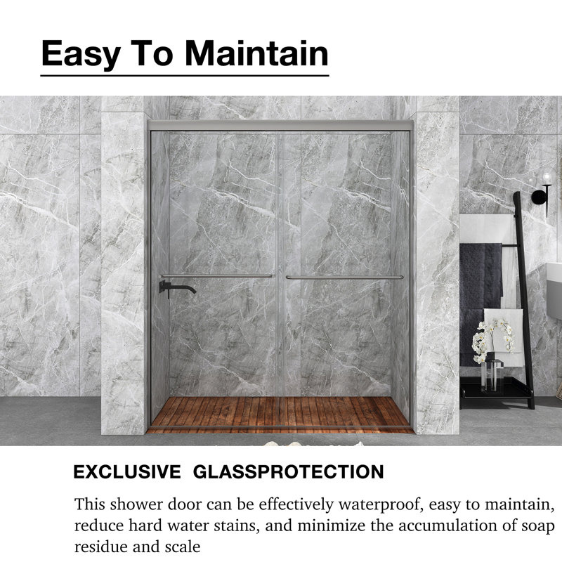 60 in. Chrome Framed Double Sliding Shower Door with Clear Glass