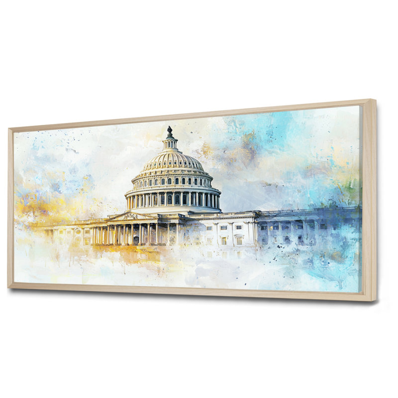 Chul - art mural patriotiste américain, H 28 po x l 60 po, Impression encadrée flottante, Crème, crème