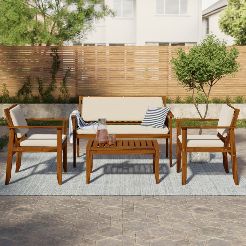 Ensemble de mobilier d'extérieur 4 pièces Ejnar en bois d'acacia massif