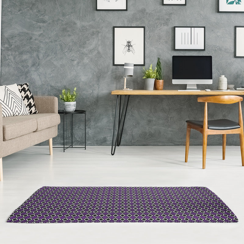 Tapis de diamants de couleur mauve classic geometric, Rectangle 5 pi x 7 pi
