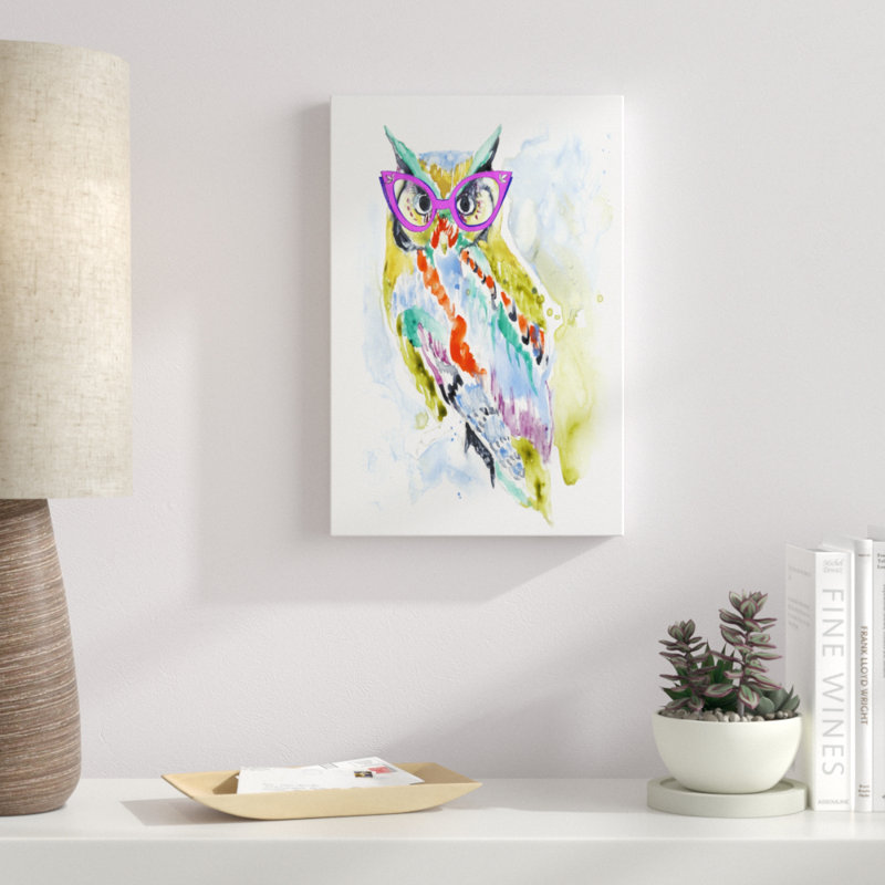 Smarty-Pants Owl by Jennifer Goldberger - Painting Print, 46cm H x 30cm W, Wrapped Canvas