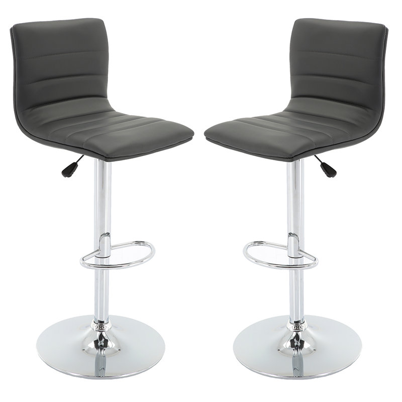 Ensemble de 2 tabourets de bar Juddson, Gris, Argent argent