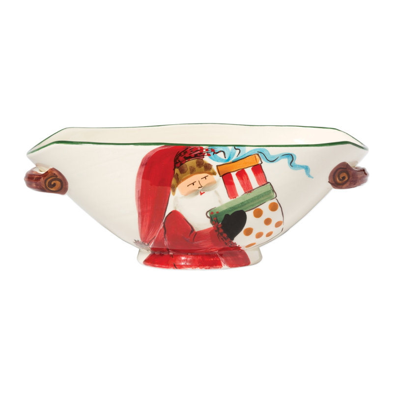 Old St. Nick Earthenware Serving Bowl