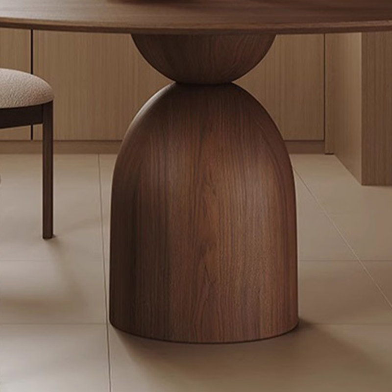 Stipe Round Solid Wood Base Dining Table, Brown, 29.5" H x 47.2" L x 47.2" W