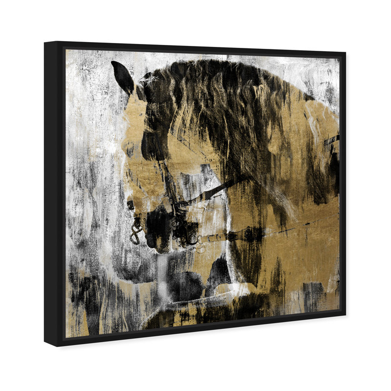 Equine Noir Gold Framed Giclée Canvas by Oliver Gal