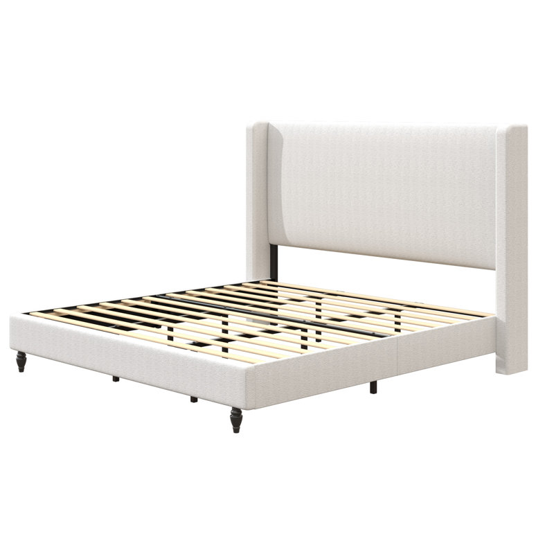 King Size upholstered Wingback Platform Bed, King