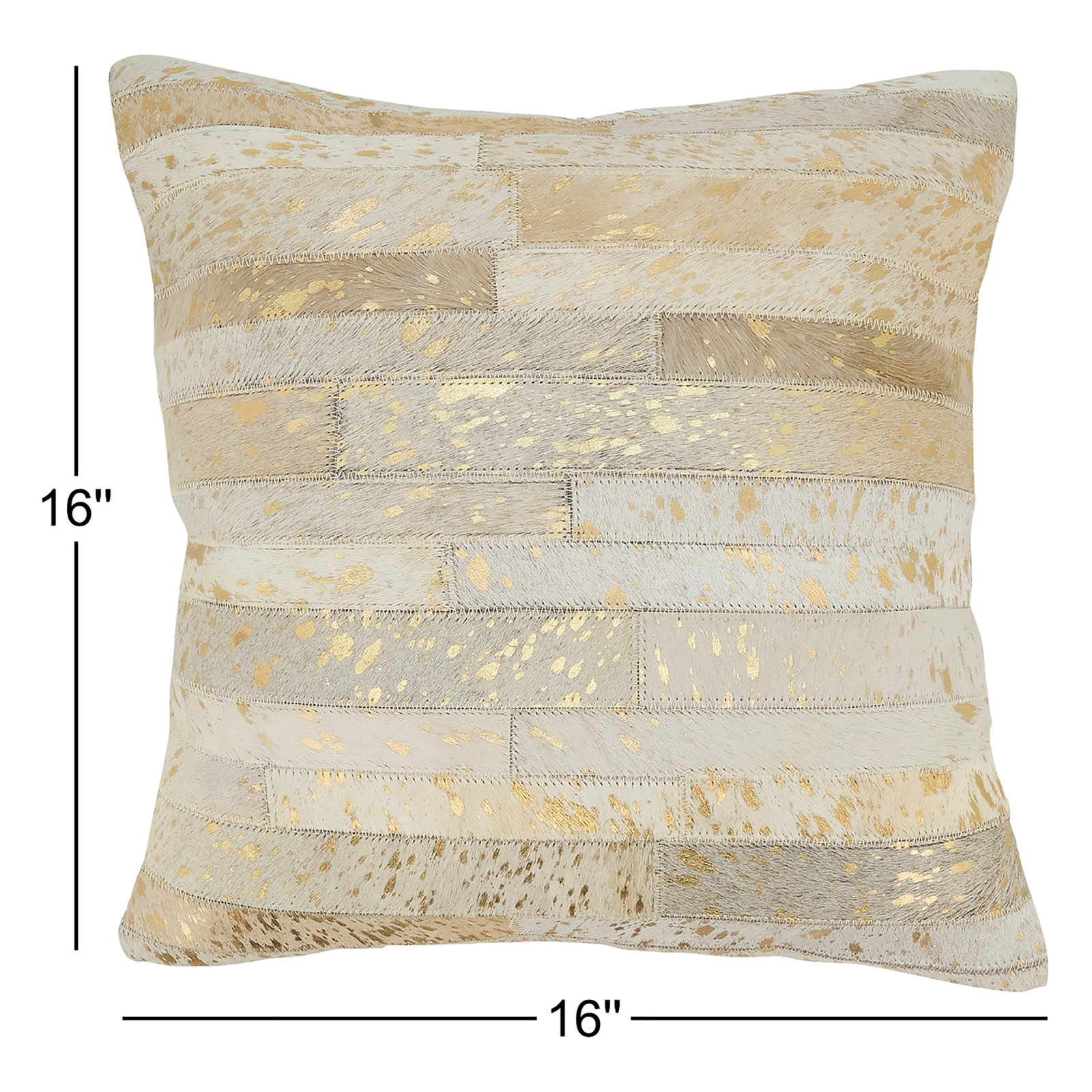 Ilara Leather/Suede Pillow Cover, Ivory/Gold