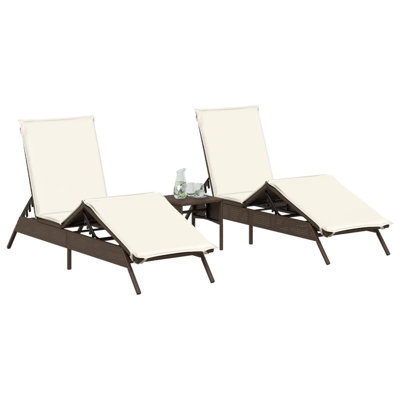 Ensemble de 2 chaises longues en rotin de soleil de taille standard