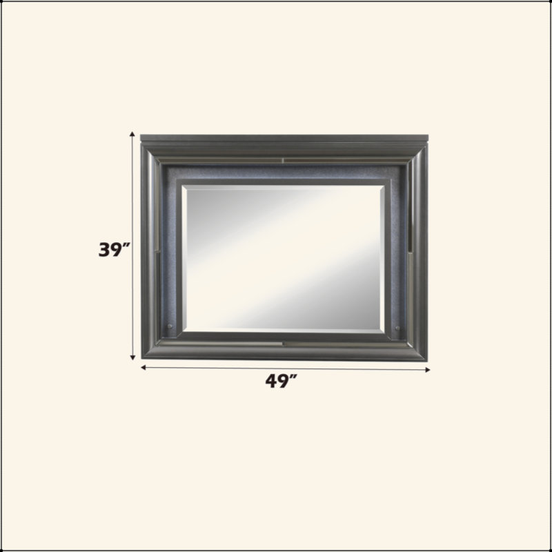Metallic Gray Finish Mirror W/Led