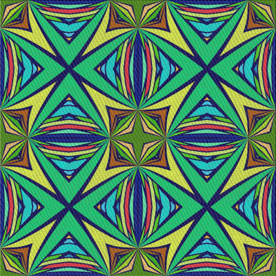 Tapis vert/bleu/jaune tissé à la machine