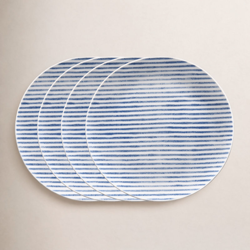 Noritake Hammock Coupe Salad Plates - Stripes, 9-1/2", Blue