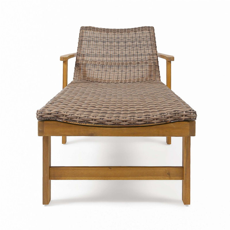 Hampton Wood+ Wicker Chaise Lounge, Natural