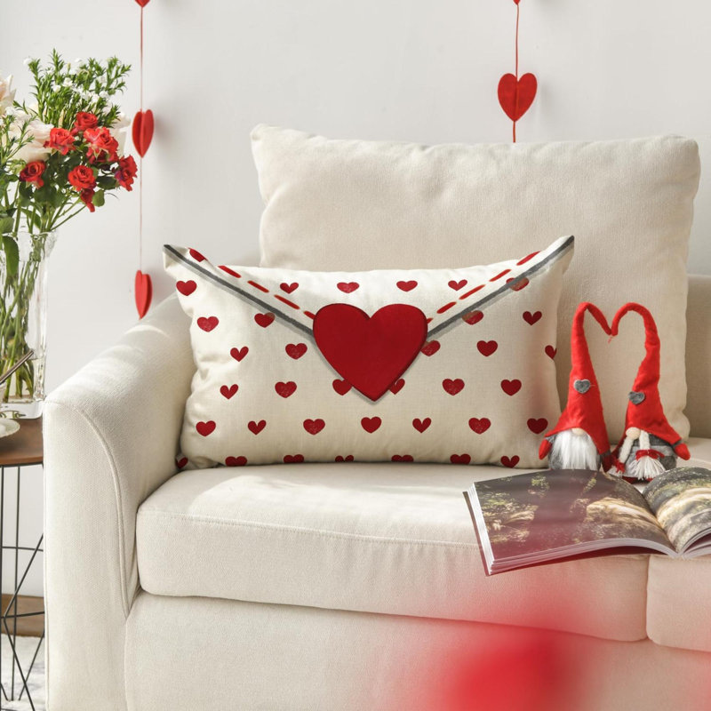Housse de coussin pour la Saint-Valentin, Blanc/rouge