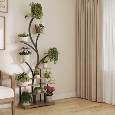 Support pour plante d'intérieur de 63 po de hauteur avec lumières de croissance, brun - ensemble de 2