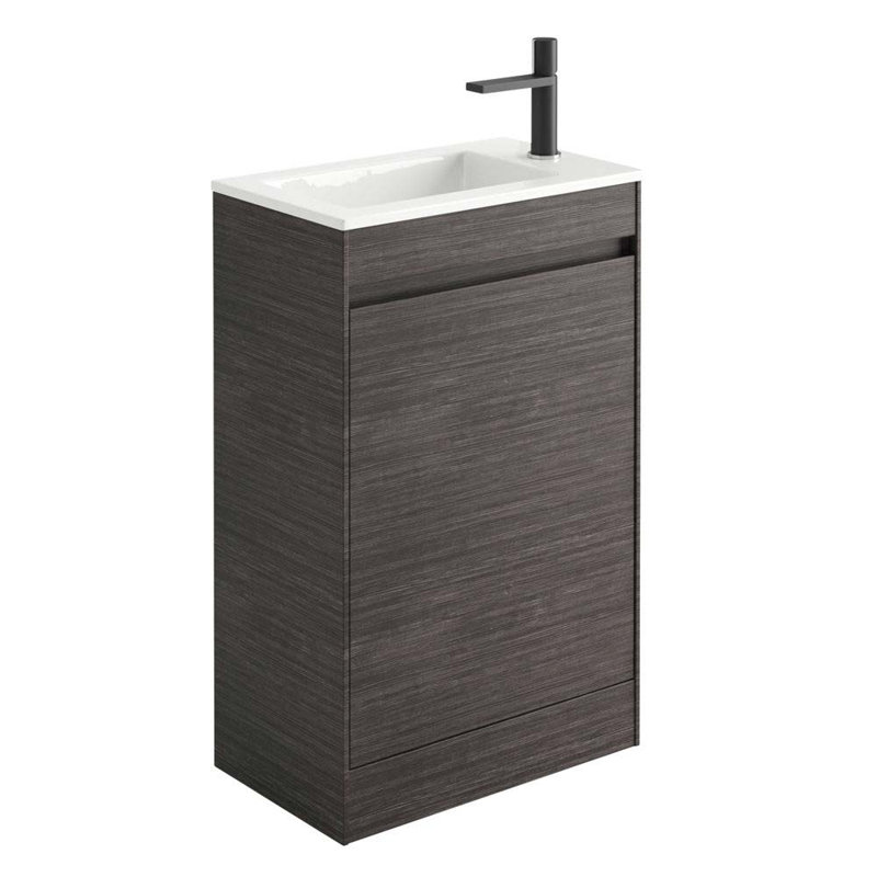 Santiago 540mm Single Bathroom Vanity with Integrated Ceramic Basin, Leached Oak