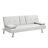 Sofa Bed With Armrest Two Holders WOOD FRAME, STAINLESS LEG, FUTON WHITE PVC