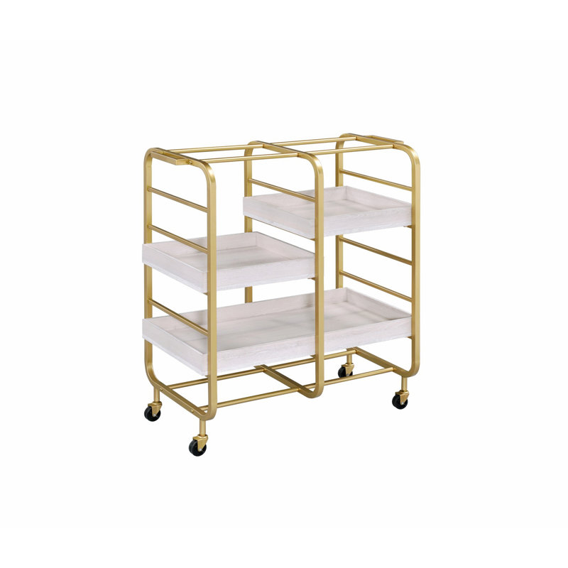 Kitchen Cart, Metal Frame Serving Cart With Casters