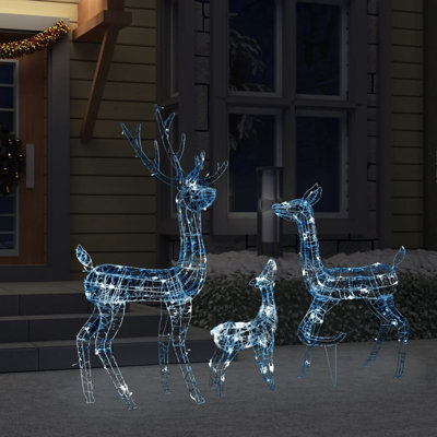 Décoration de Noël en acrylique avec 300 lumières DEL Reindeer Family