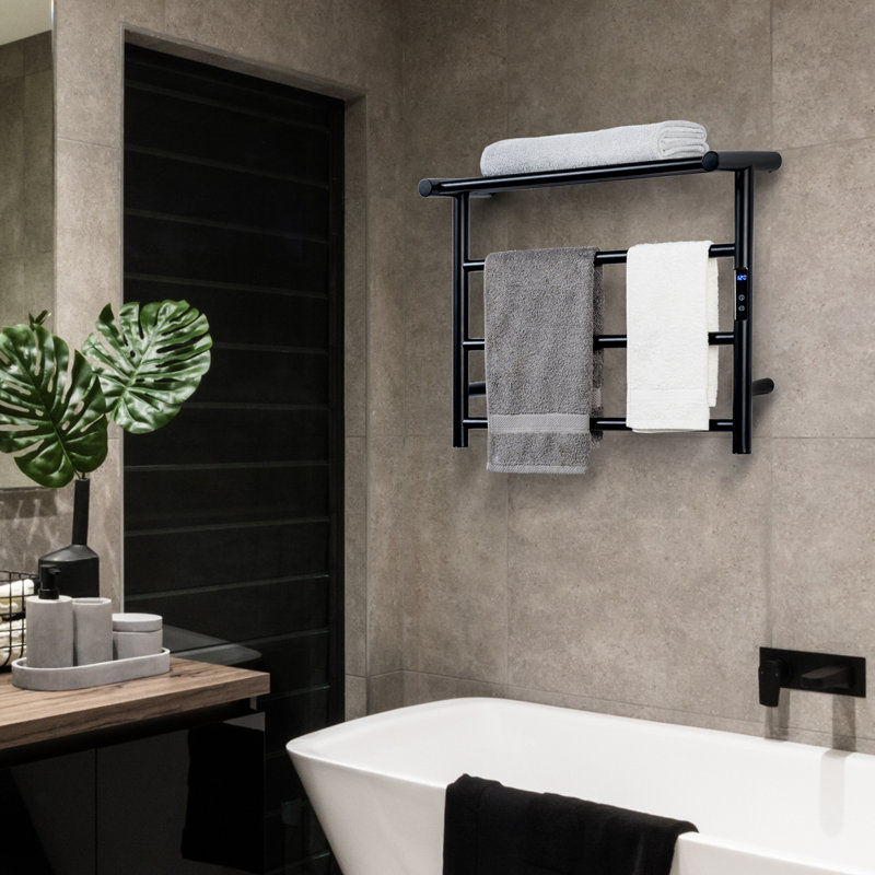 Horizontal Traditional Bar Towel Warmer with Bathroom Shelf