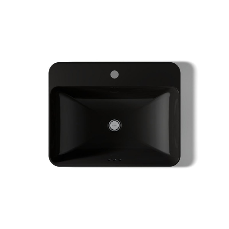 Vox Vitreous China Rectangular Vessel Bathroom Sink with Overflow, Black Black, 1