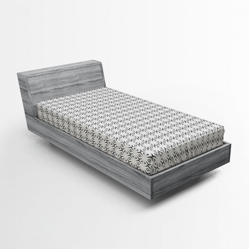 Twin Black and White Geometric Microfiber Fitted Sheet