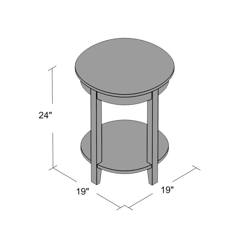 Shaker Cottage Round Accent Table, 19-Inch Diameter, Espresso Finish, Versatile End Table with Open Bottom Shelf for Storage, Ideal for Living Room, Bedroom, or Office