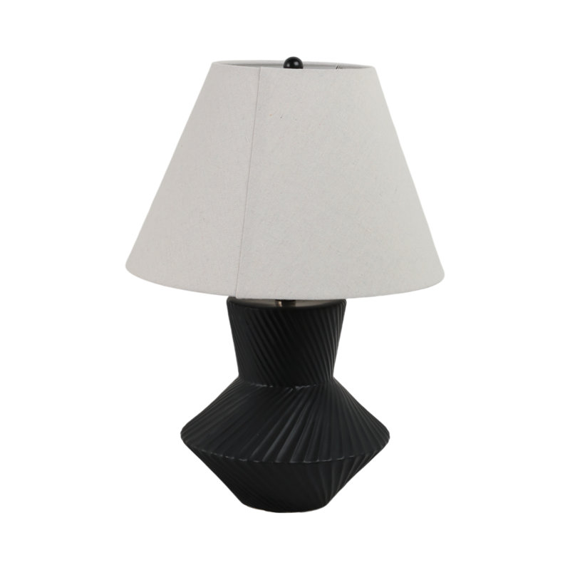 Latitude Run® Chic Ribbed Totem Table Lamp, Ceramic, 23-Inch