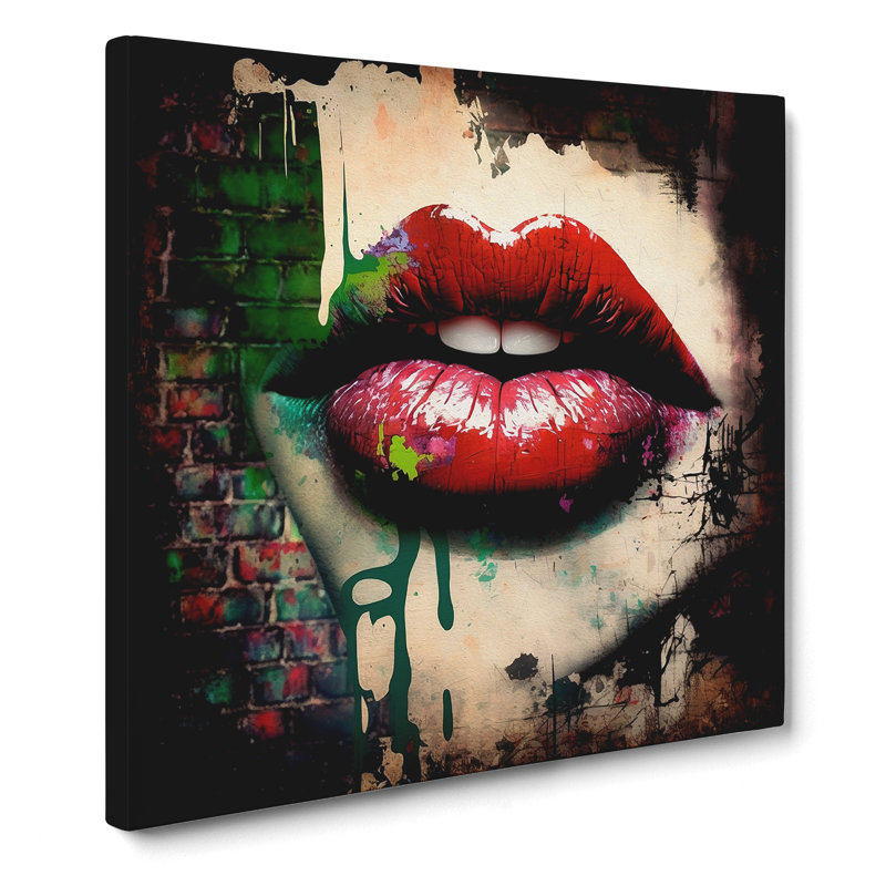 Lips Graffiti Art - Wrapped Canvas